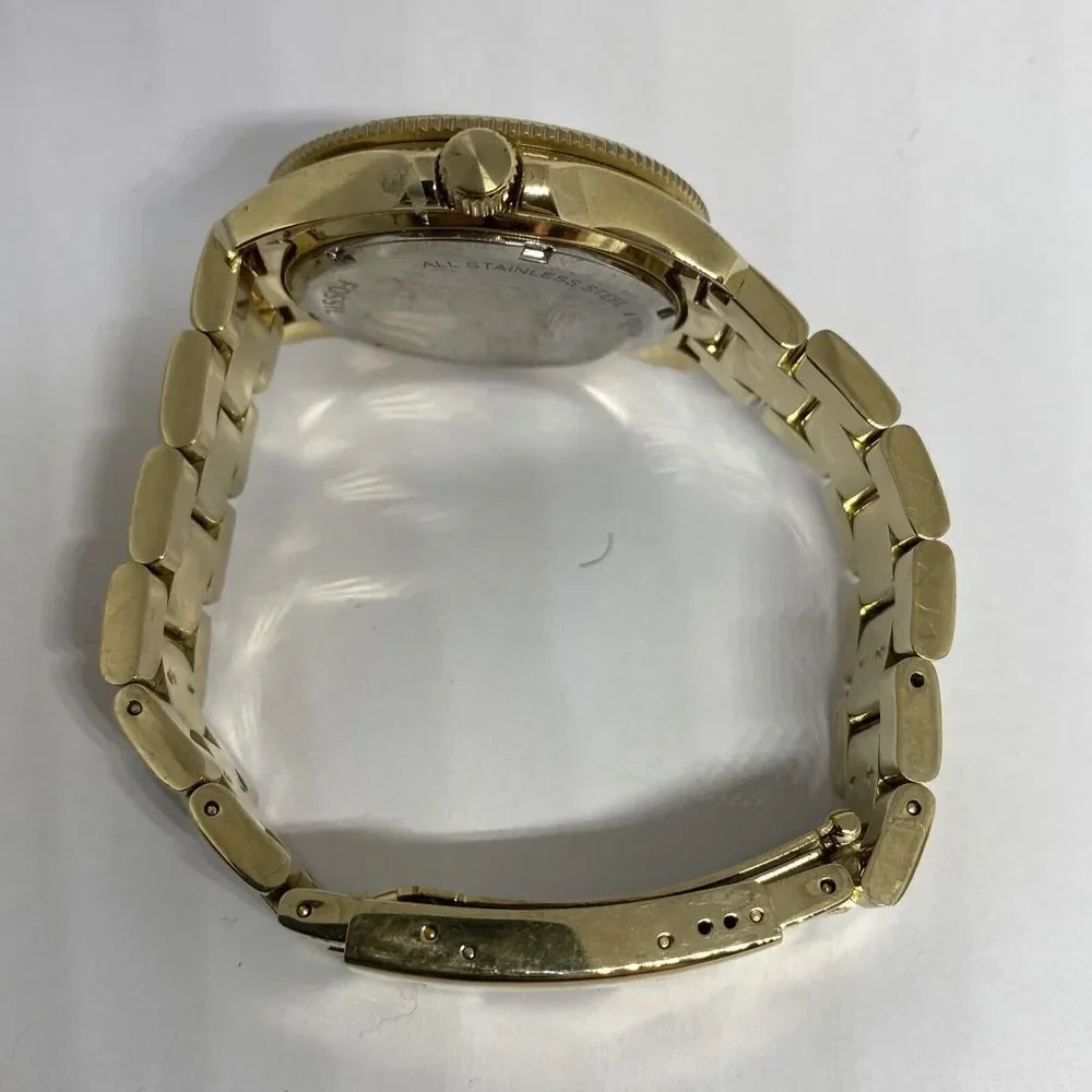 Fossil AM4482 Women Stainless Steel Gold Analog Dial Quartz Genuine Watch QB518